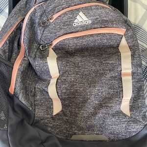 Adidas Heathered Gray Backpack with Pink Highlights